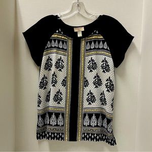 Loft Outlet Petite Navy Color Block Blouse in XSP